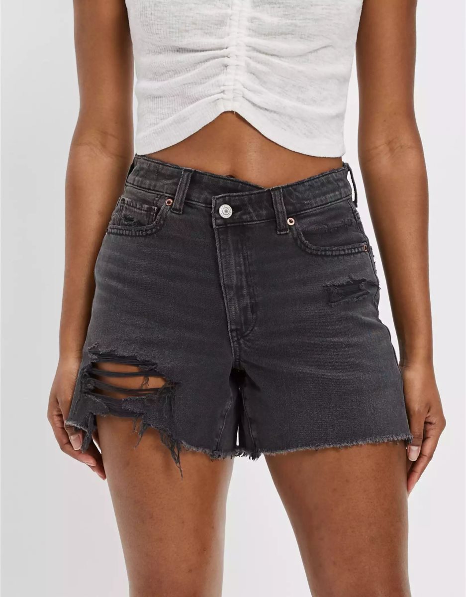 Shorts American Eagle AE Denim Highest Taille Baggy Noir Femme | QGV-93270889